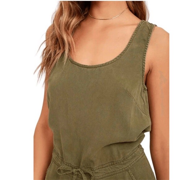 Pistola Ysabel Olive Green Sleeveless Jumpsuit Size S 100% Tencel Spring Summer - Picture 5 of 16